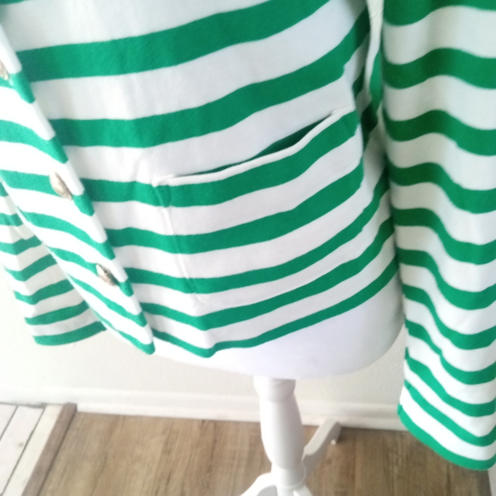 TABLOTS Kelly Green Striped Cotton Cardigan Jacket | XS - Picture 5 of 9